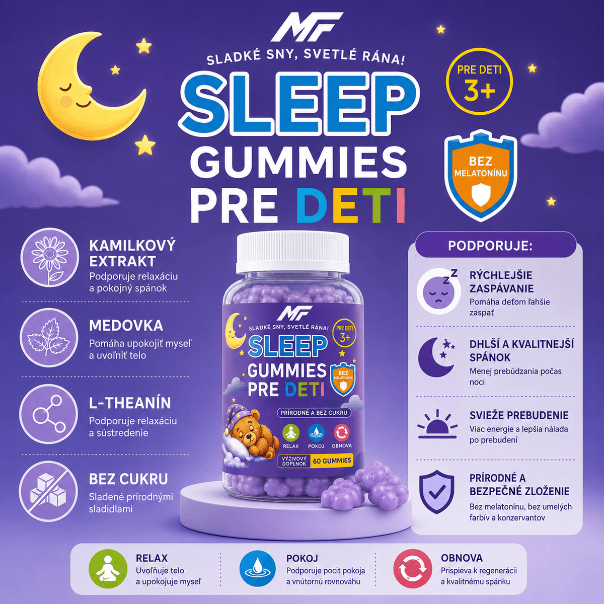 Detské gumíky pre pokojný spánok NOVINKA❗Bez melatonínu. - MAX FIT