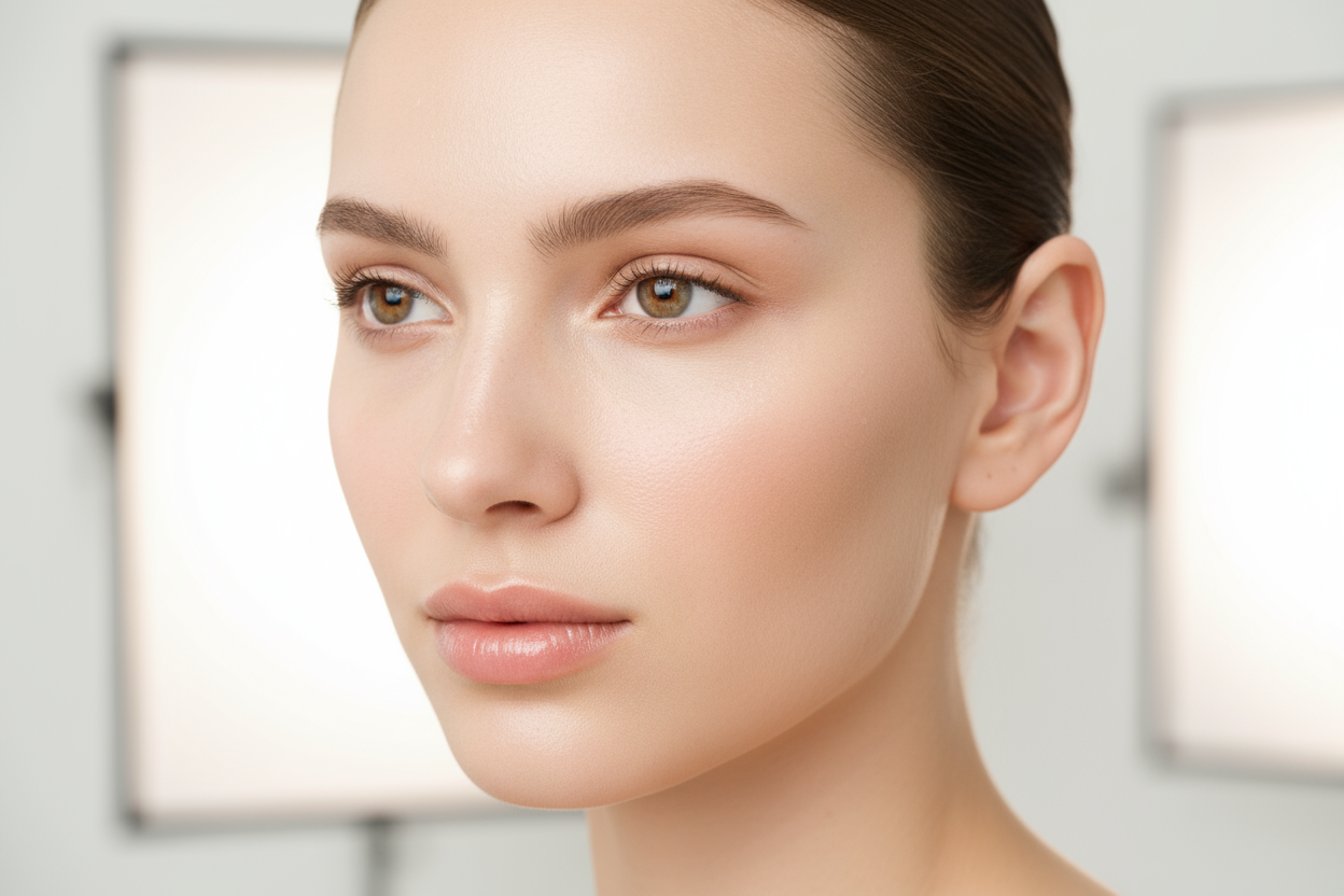 beautiful skin woman, vitamin C, hyperrealistic image
