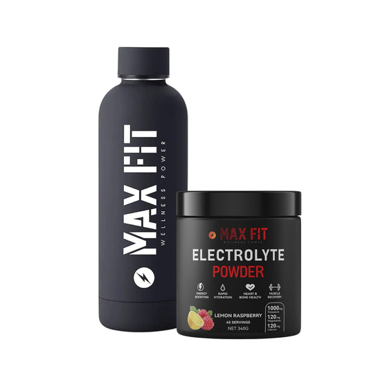 BUNDLE - Elektrolyty s praktickou nerezovou fľašou - MAX FIT
