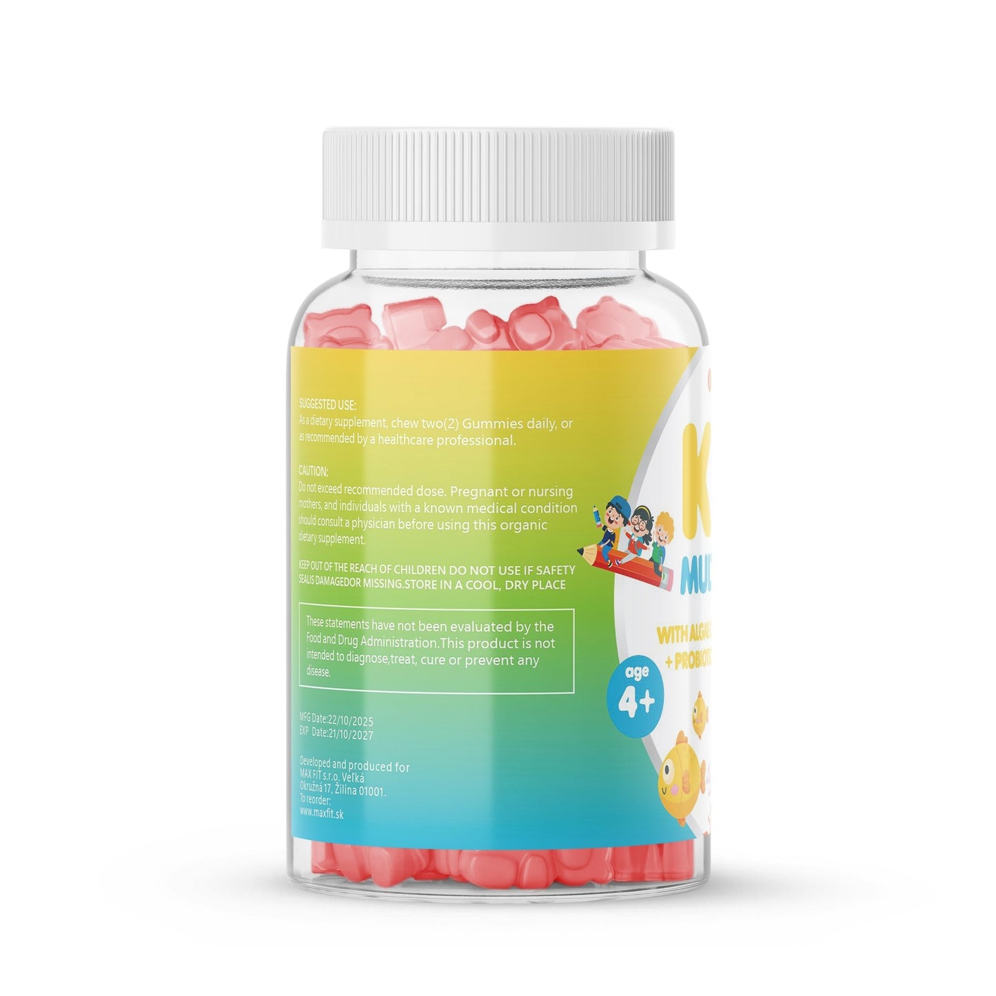 Detské Multivitamíny s Omega 3 & probiotikami - gumíky s jahodovou príchuťou 🍓 - MAX FIT