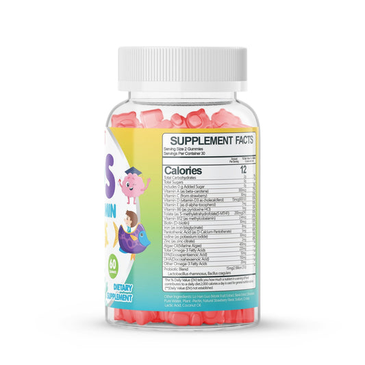 Detské Multivitamíny s Omega 3 & probiotikami - gumíky s jahodovou príchuťou 🍓 - MAX FIT