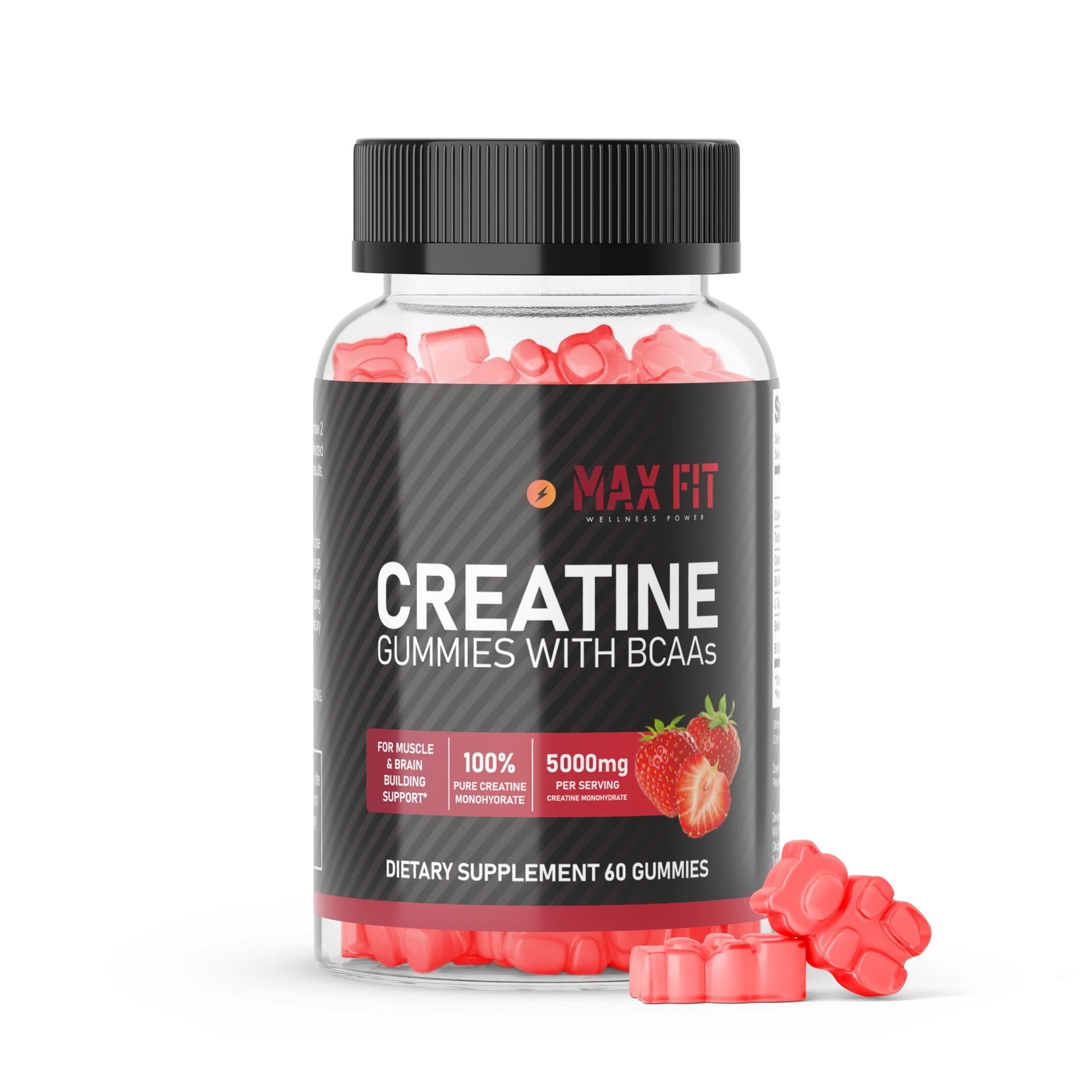 Kreatín Monohydrát s BCAA & Taurínom - Gumíky s Jahodovou Príchuťou 🍓 - MAX FIT