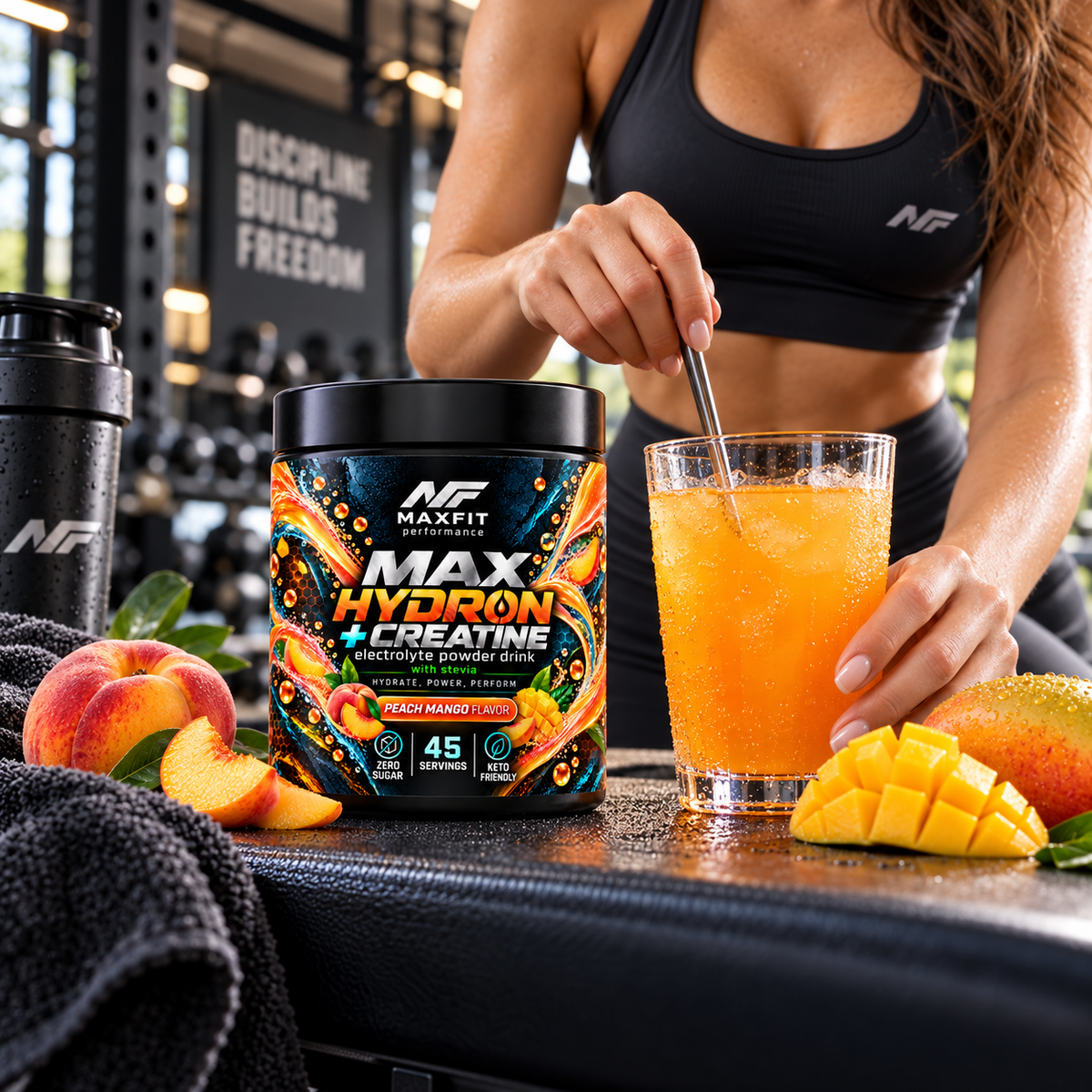 MAX HYDRON + Kreatín & L-Taurín. Broskyňa & Mango 45 dávok - MAX FIT