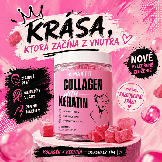 Vami obľúbená NOVINKA 🆕 - Kolagénové gumíky s Keratínom & Biotínom - MAX FIT