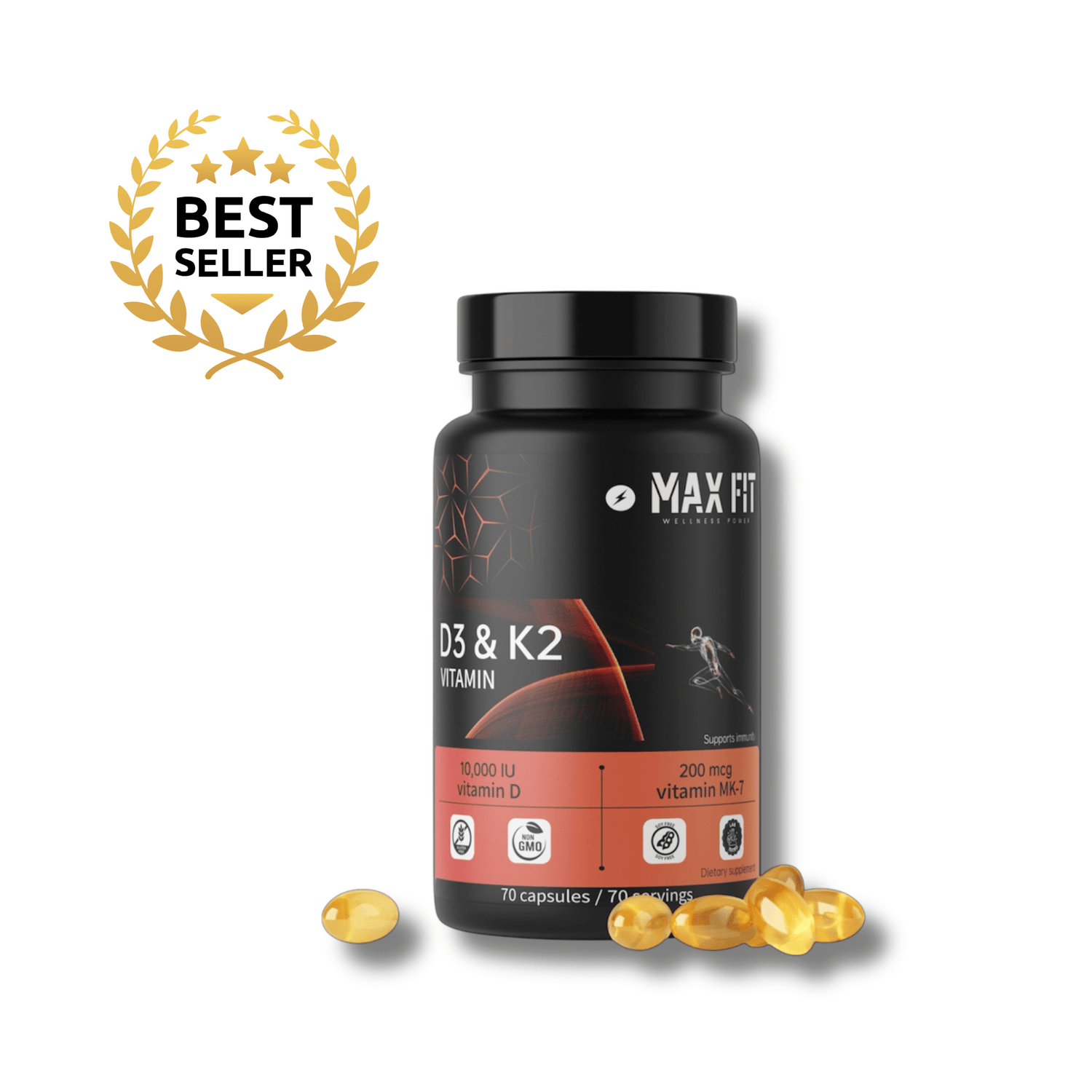 Vitamín D3K2 - synergia pre silné kosti, imunitu a zdravé srdce - MAX FIT